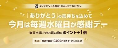 スーパーSALE中の楽天市場､野球勝利でポイント2倍とダイヤモンド会員1年キープで+1倍を開始