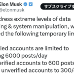 悲報イーロンマスクTwitterの認証済みアカは1日6000件未認証アカは1日600件しか閲覧できなくするわ