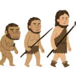 600万年前「猿が人になりました！」280万年前「人間が道具を使い始めました！」