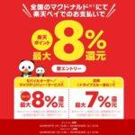 【朗報】楽天ペイ､マクドナルドで最大8%還元を3月10日から開始 リーベイツエントリーで+2%キャンペーンも