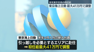 東京海上日動､初任給最大41万円に引き上げ※転勤が条件