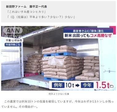 米農家｢コメの値上がりは3年くらい続くかも｣｢在庫は平年より少ない｡中間業者(卸業者)が買い占めてる｣