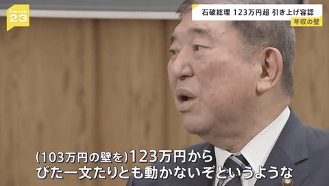 【悲報】石破首相「123万の壁引き上げる予定無いぞ」→石破首相「更なる引き上げも容認するわ」