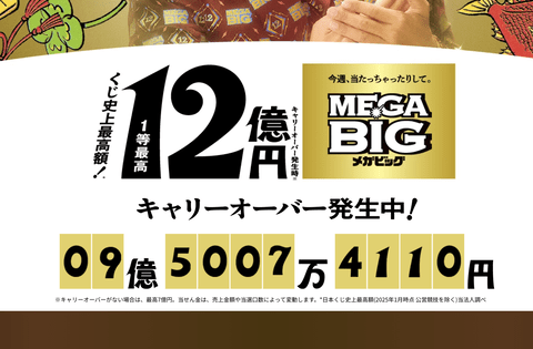 【衝撃】メガビッグで12億円当選。日本くじ史上最高額