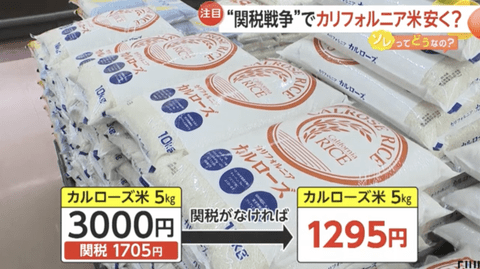 アメリカ産の米の関税撤廃でカリフォルニア米5kg1295円　消費者には嬉しい価格だが、日本の農家への打撃の懸念も