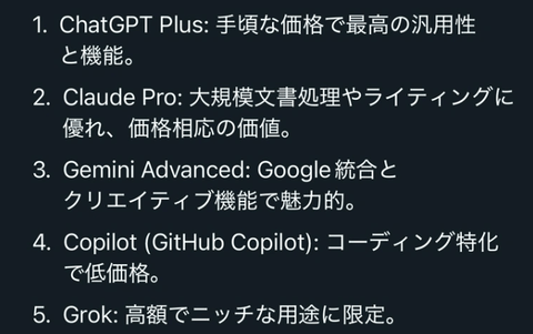 【正直】Grok「有料プランのコスパはChatGPTが最高、Grokは最低」