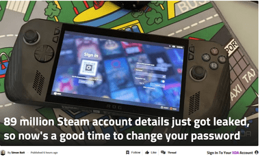 Steamアカウント8900万件の詳細がダークウェブで販売されている模様 パスワード変更や2段階認証(2要素認証)を有効にしたほうがいいかも