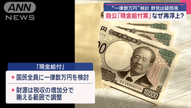 政府･与党､年内に1人3万～4万円の現金給付を検討 低所得者には増額も