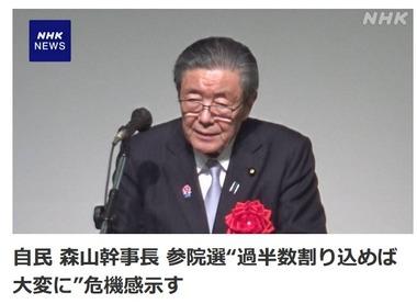 自民･森山幹事長｢参院選で与党が過半数を失うと日本は大変なことになるぞ｣