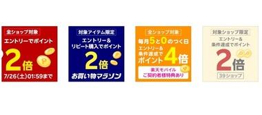 楽天市場お買い物マラソン､ポイント全ショップ2倍とリピート購入ポイント2倍を開始