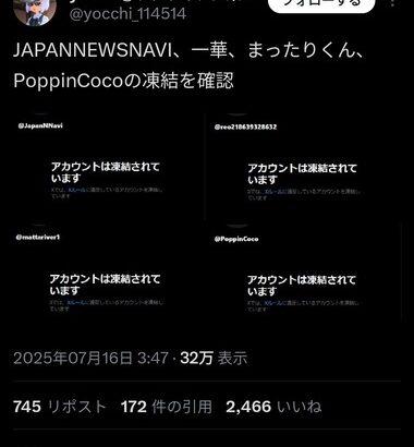 参政党支持でロシア製botとの関係が指摘された｢Japan News Navi｣や｢himuro(@himuro398)｣などのXアカウントが一斉に凍結