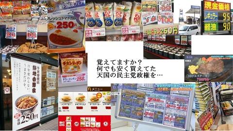 【画像】民主党政権時代の物価がヤバすぎる！