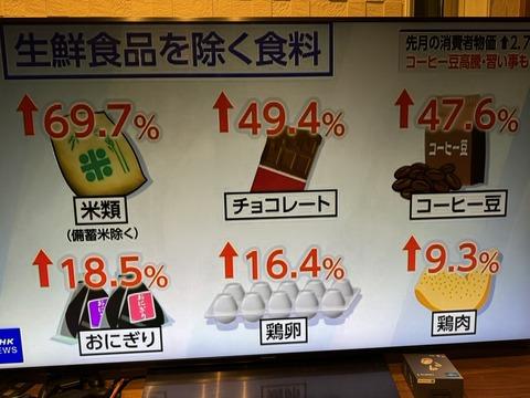 【悲報】日本、インフレを隠せなくなる