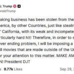 トランプ大統領､アメリカ外で制作された映画に100%関税 家具にも大幅な関税