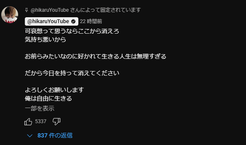 【悲報】ヒカル「オープンマリッジ宣言します」→1日で登録者10万人が減る大記録を達成
