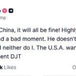 トランプ大統領､タコる｢中国のことは心配しないで､きっと大丈夫！アメリカは中国を助けたいのであって､傷つけたいのではない！｣