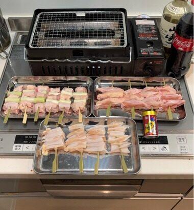 自宅で炙り屋使って「焼き鳥」するンゴwwwwww