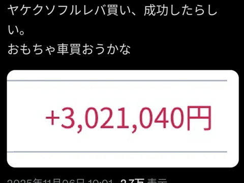 大物YouTuber「フルレバで株を買った。下がったら破産。勝負だ！」