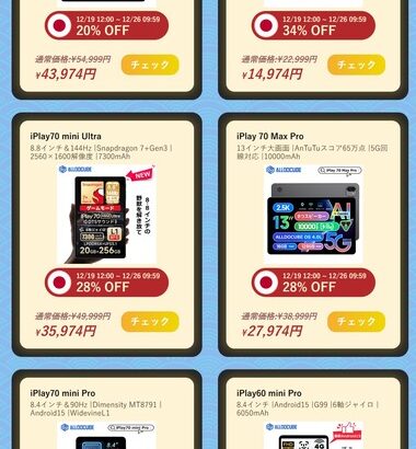 T7300搭載の11インチタブレット｢iPlay 70E｣､クーポン併用で1万4974円に