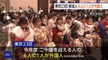 東京都23区の20歳､6人に1人が外国人 新宿区では半数が外国人 福岡市でも1割が外国人に