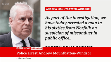 イギリス警察､チャールズ国王の弟･アンドリュー元王子逮捕 エプスタイン氏に機密情報を漏えいの疑い