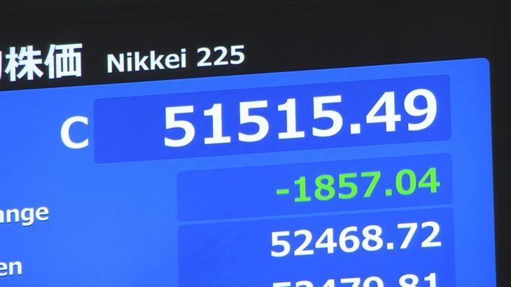 【経済】日経平均 1857円安の5万1515円で取引終了　円や日本国債も売られ「トリプル安」 イラン情勢の悪化が重しに