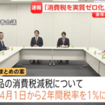 飲食料品の消費税ゼロ､来年4月から税率を1％に引き下げ＆給付と組み合わせることで｢実質ゼロ化｣の議長案提示 超党派の国民会議