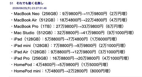【悲報】Apple、iPadとMac製品の大幅値上げを発表