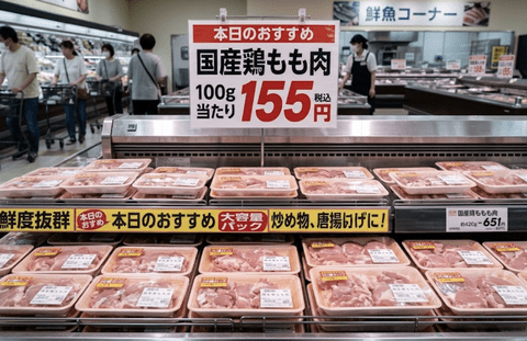 【悲報】鶏肉価格、6月は155円で過去最高。ありがとう自民党
