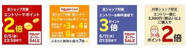 楽天スーパーSALE､全ショップポイント2倍を開始 1.3万円以上で使える1300円オフクーポンと3500円以上で使える500円オフクーポンは5日20時から利用可能