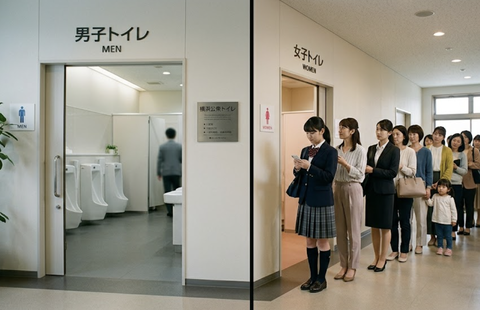 【悲報】国土交通省「トイレの待ち時間を男女平等にすべきだ」