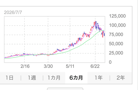【悲報】キオクシア株さん、今日も元気に－9000円