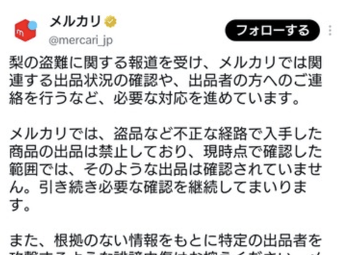 【悲報】メルカリ「盗品や不正な商品の出品は禁止しており、現時点でそのような出品は確認されていません」←炎上