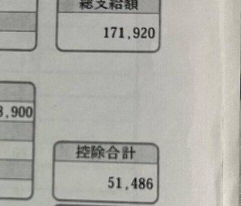 【画像あり】月給17万の「手取り額」がこちら！これもうナマポのがマシやろ・・・