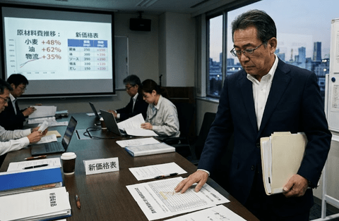食品メーカー弊社、原材料費高騰のため値上げ決定