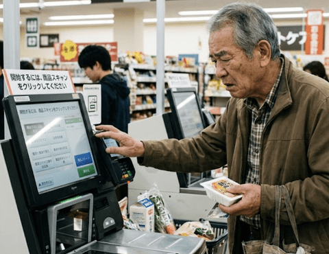 【悲報】老人「セルフレジの使い方分からないンゴ・・・」←これさ