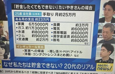 【画像あり】25歳会社員「手取り月25万円で貯金できません。どうしたら良いですか？」