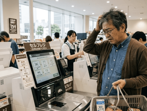【悲報】日本人、セルフレジやQR・タッチパネル注文に疲弊する「店員の仕事だったことをなぜ客が？」